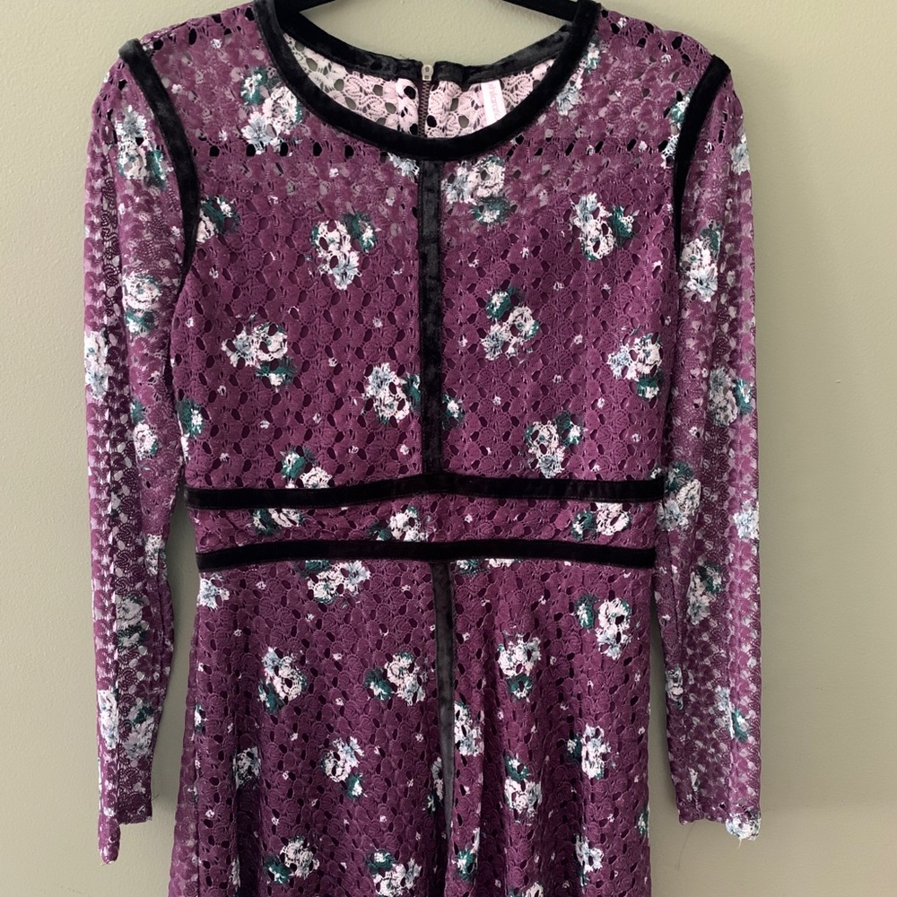 Xhilaration Lace Dress with Velvet Trim